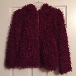 Belle du Jour furry jacket with hood. Size Large